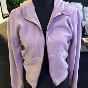 90 degree by Reflexx Lavender Cropped Zip Hoodie Small